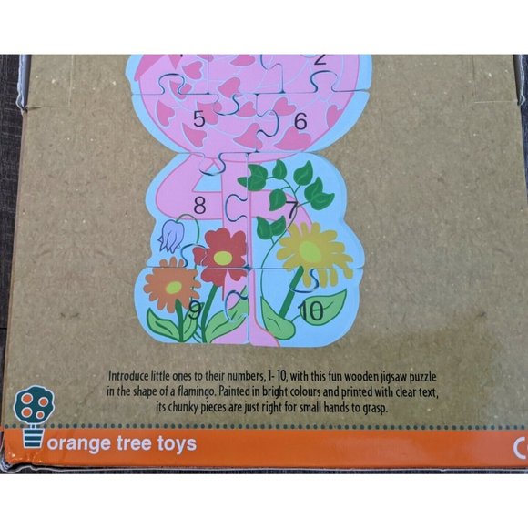 Beautiful Flamingo Number Handcrafted Wooden Puzzle-Non Toxic Paint 12+Months - Picture 3 of 5